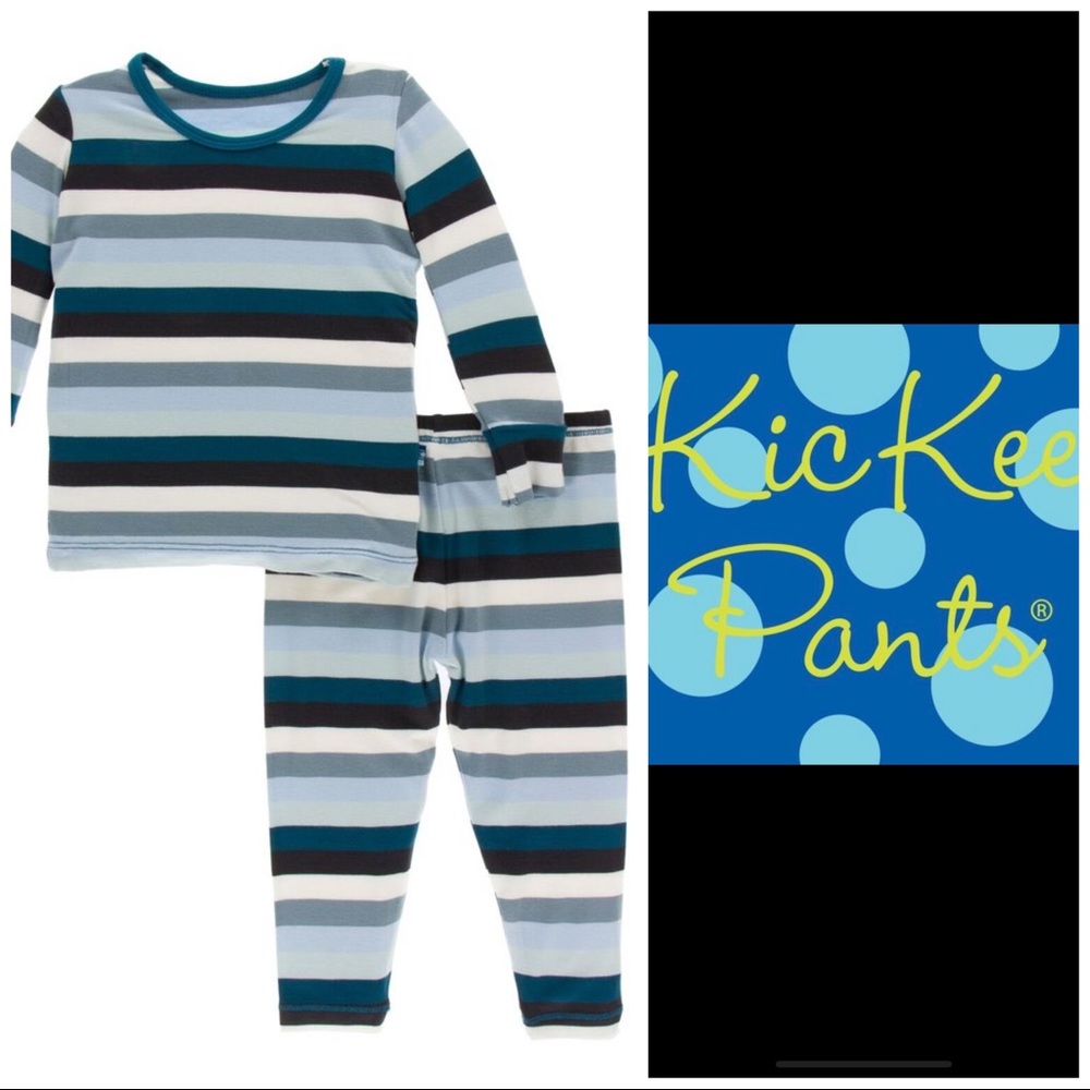 NWT Kickee Pants 2-piece 18/24 meteorology stripe